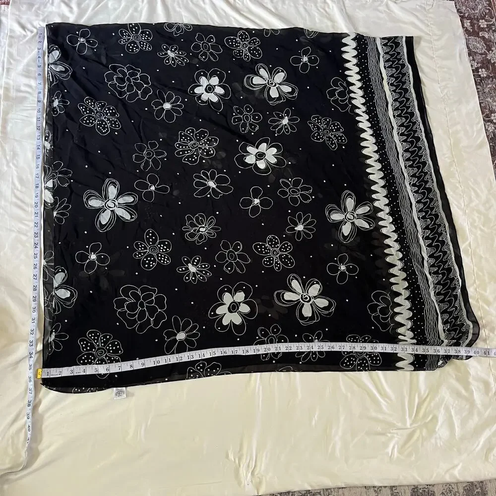 Black Floral Whimsigoth Scarf Coverup Large